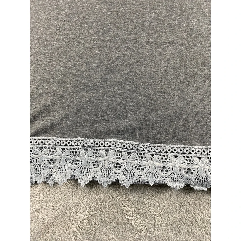 MTV Music Television Floral Logo Graphic Tank Top Grey Lace Trim Womens Medium - Picture 9 of 9